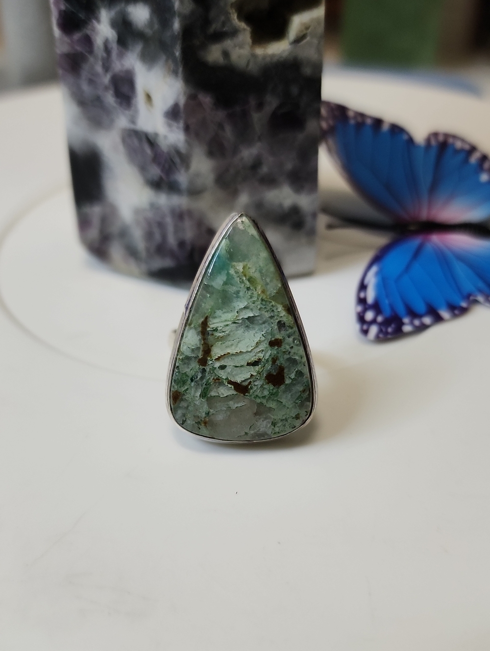 Green Teardrop Stone Ring - Women Jewelry